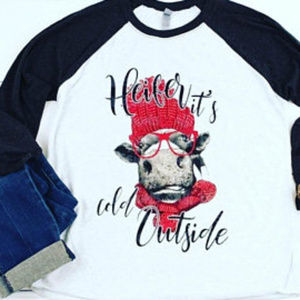 Heifer It's Cold Outside Graphic T-Shirt Raglan
